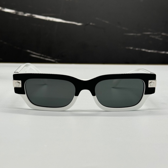 NEW VE4465 5459/87 VERSACE SUNGLASSES VE4465 545987 BLACK WHITE MOD 4465 EYEWEAR - Picture 3 of 11